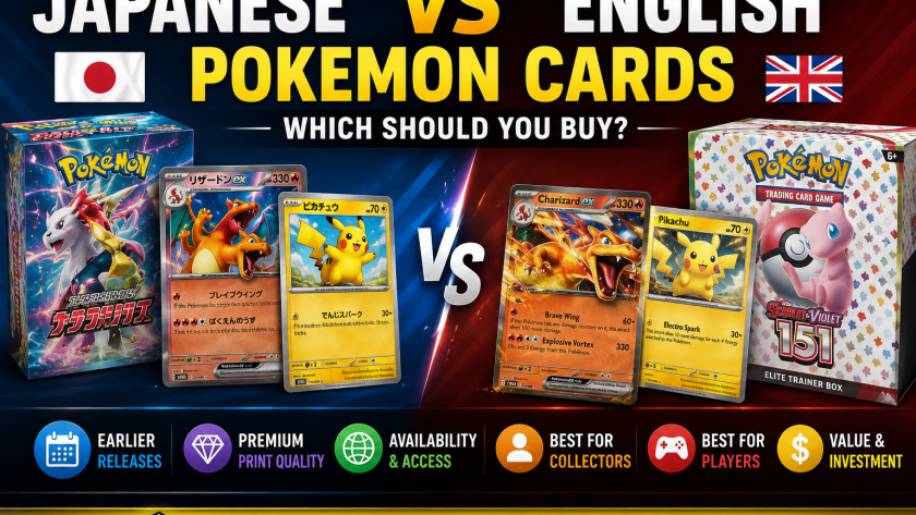 Not sure whether to buy Japanese or English Pokemon cards? This guide compares print quality, rarity, pricing, pull rates, and value to help you make the right choice.